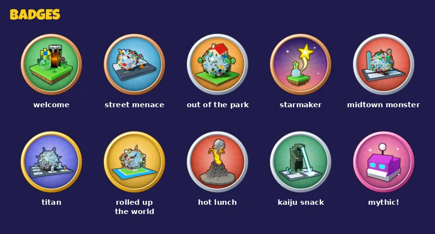 Ten roll the world badge icons from welcome to mythic