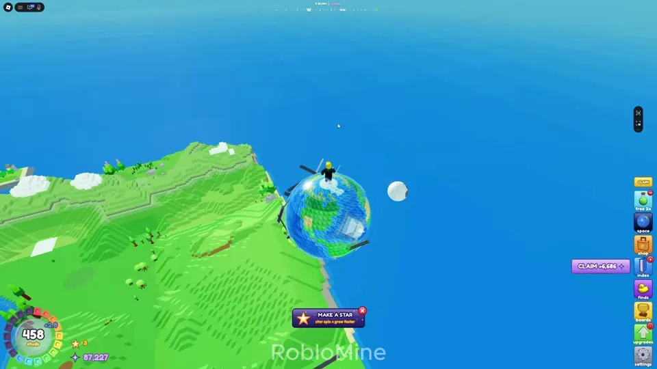 A ball that looks like planet Earth rolling along a coast